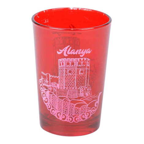 Alanya Themed Color Printed Glass Of Water - 3