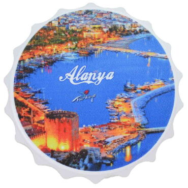 Alanya Themed Customised Uv Printed Bottle Cap Shaped Plastic Base Bottle Opener 63x15 mm - 4