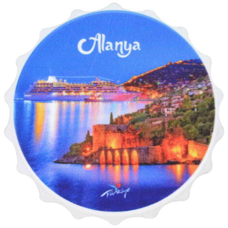 Alanya Themed Customised Uv Printed Bottle Cap Shaped Plastic Base Bottle Opener 63x15 mm - 5