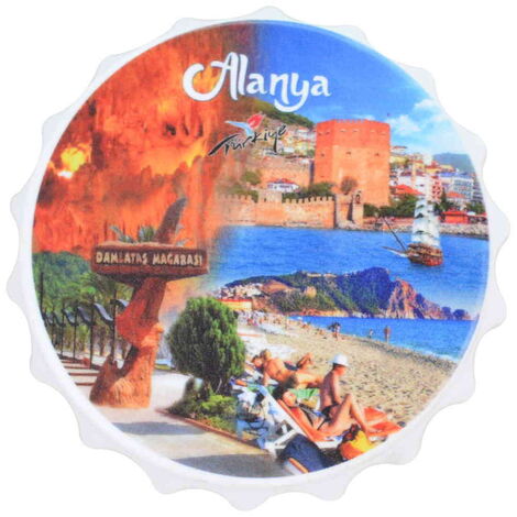 Alanya Themed Customised Uv Printed Bottle Cap Shaped Plastic Base Bottle Opener 63x15 mm - 6