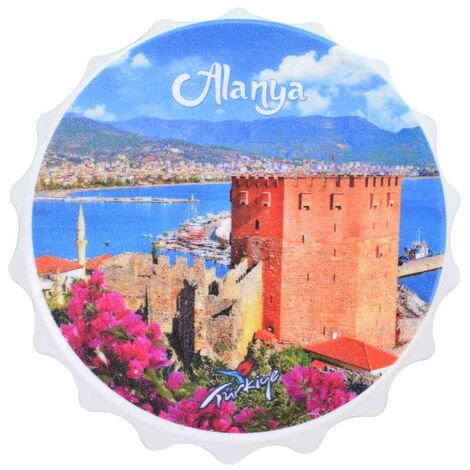 Alanya Themed Customised Uv Printed Bottle Cap Shaped Plastic Base Bottle Opener 63x15 mm - 7