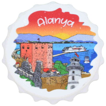 Alanya Themed Customised Uv Printed Bottle Cap Shaped Plastic Base Bottle Opener 63x15 mm - 8