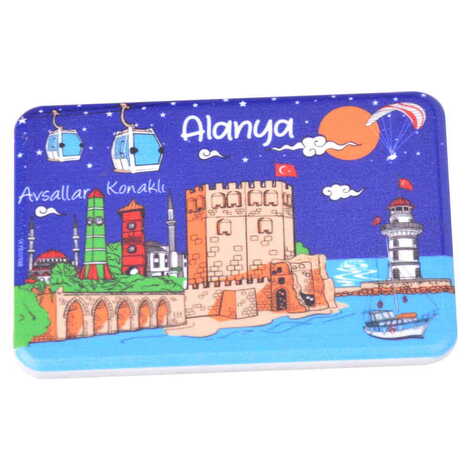 Alanya Themed Customised UV Printed Plastic Base Rectangle Fridge Magnet 80x50 mm - 17