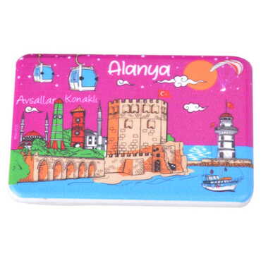 Alanya Themed Customised UV Printed Plastic Base Rectangle Fridge Magnet 80x50 mm - 20