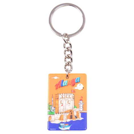 Alanya Themed Customised UV Printed Plastic Base Rectangle Keyring 31x106 mm - 3