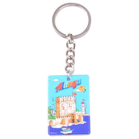 Alanya Themed Customised UV Printed Plastic Base Rectangle Keyring 31x106 mm - 4