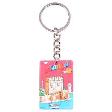 Alanya Themed Customised UV Printed Plastic Base Rectangle Keyring 31x106 mm - 5