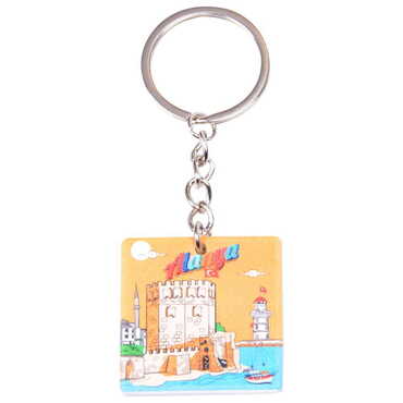 Alanya Themed Customised Uv Printed Plastic Base Round Keyring 40x108 mm - 3