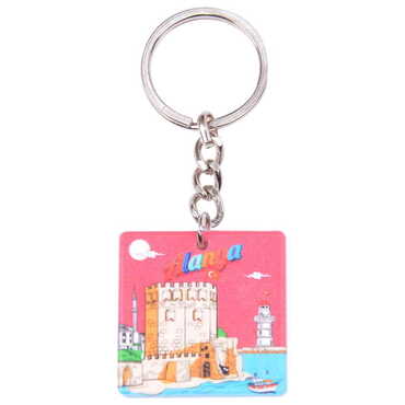 Alanya Themed Customised Uv Printed Plastic Base Round Keyring 40x108 mm - 4