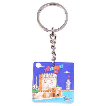 Alanya Themed Customised Uv Printed Plastic Base Round Keyring 40x108 mm - 5