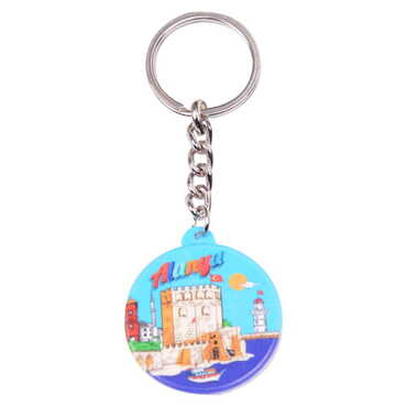 Alanya Themed Customised UV Printed Plastic Base Square Keyring 38x100 mm - 3