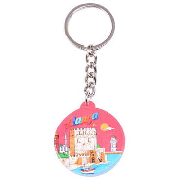 Alanya Themed Customised UV Printed Plastic Base Square Keyring 38x100 mm - 4