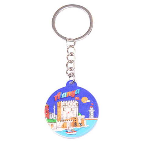 Alanya Themed Customised UV Printed Plastic Base Square Keyring 38x100 mm - 6