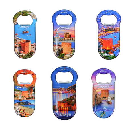 Alanya Themed Customizable Metal Magnetic Bottle Opener 90x45 mm - 3