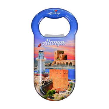 Alanya Themed Customizable Metal Magnetic Bottle Opener 90x45 mm - 5