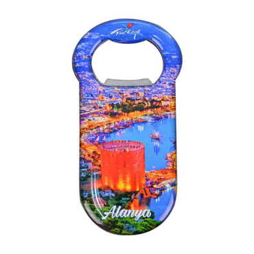 Alanya Themed Customizable Metal Magnetic Bottle Opener 90x45 mm - 6