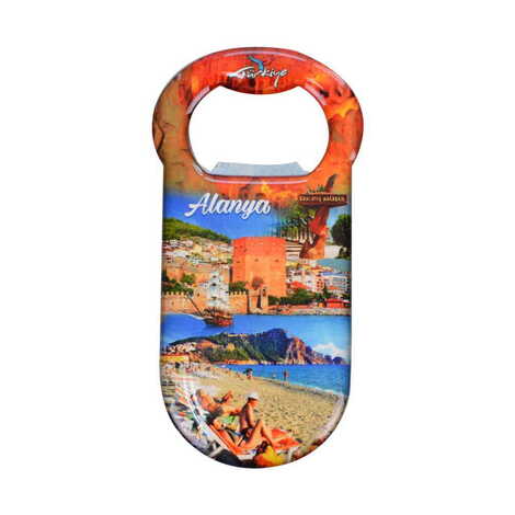 Alanya Themed Customizable Metal Magnetic Bottle Opener 90x45 mm - 7