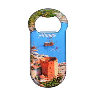 Alanya Themed Customizable Metal Magnetic Bottle Opener 90x45 mm - 8