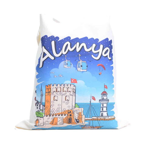 Alanya Themed Digital Printed Tote Bag 35x40 cm - 2