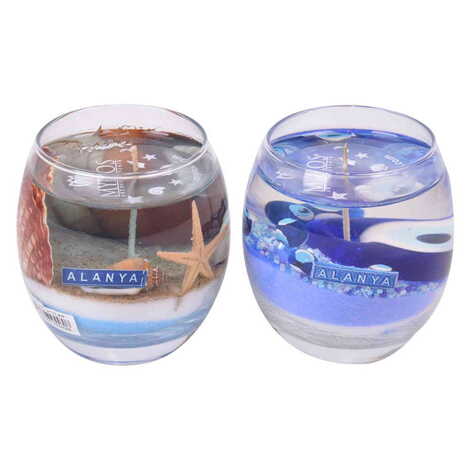 Alanya Themed Glass Transparent Gel Candle - 2