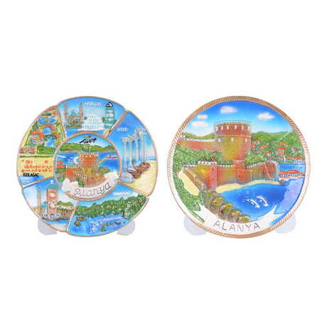 Alanya Themed Local Themed Ceramic Crystal Plate 20 cm - 4