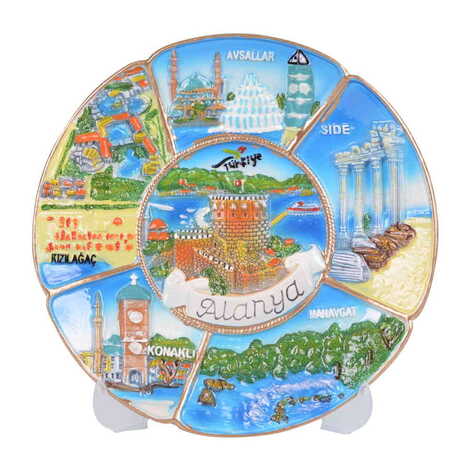 Alanya Themed Local Themed Ceramic Crystal Plate 20 cm - 5