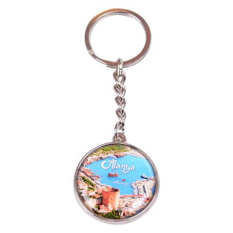 Alanya Themed Metal Double Face Round Keychain 40x95 mm - 5