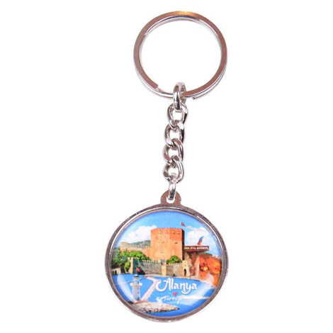 Alanya Themed Metal Double Face Round Keychain 40x95 mm - 6