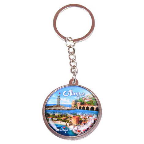 Alanya Themed Metal Double Face Round Keychain 40x95 mm - 8