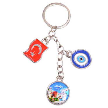 Alanya Themed Metal Evil Eye Enamel Keychain - 3