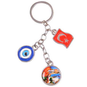 Alanya Themed Metal Evil Eye Enamel Keychain - 4