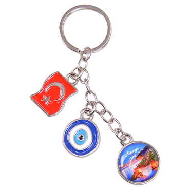 Alanya Themed Metal Evil Eye Enamel Keychain - 5