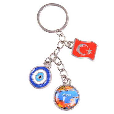 Alanya Themed Metal Evil Eye Enamel Keychain - 6