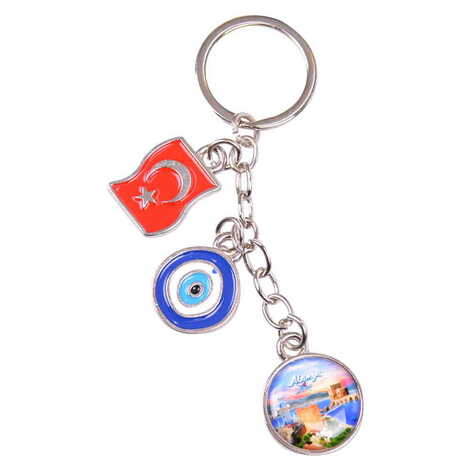 Alanya Themed Metal Evil Eye Enamel Keychain - 7