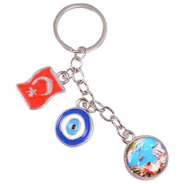 Alanya Themed Metal Evil Eye Enamel Keychain - 8