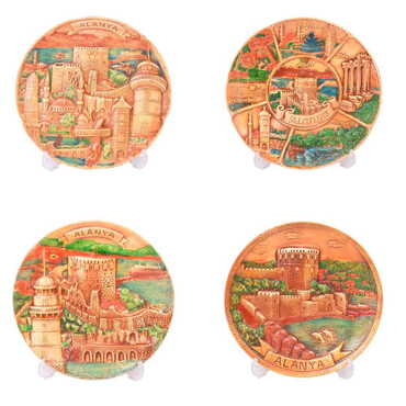 Alanya Themed Plaster Raised Cottage Wall Plate 20 Cm - 2