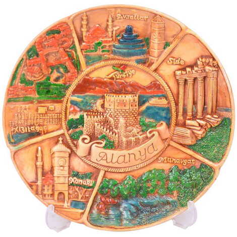 Alanya Themed Plaster Raised Cottage Wall Plate 20 Cm - 5