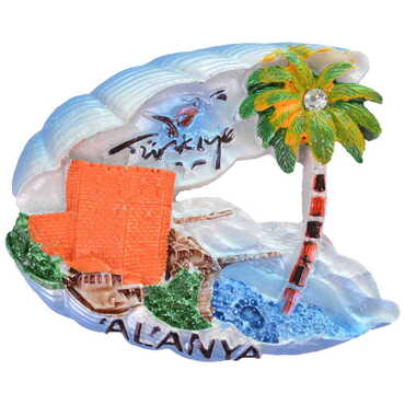 Alanya Themed Polyester Stoned And Nacrous Fridge Magnet - 5