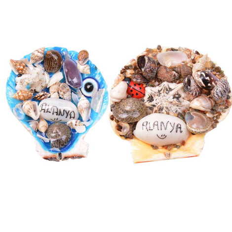 Alanya Themed Sea Shell Souvenir Fridge Magnet - 3