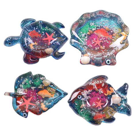 Alanya Themed Transparent Polyester Turtle Shaped Ashtray - 4