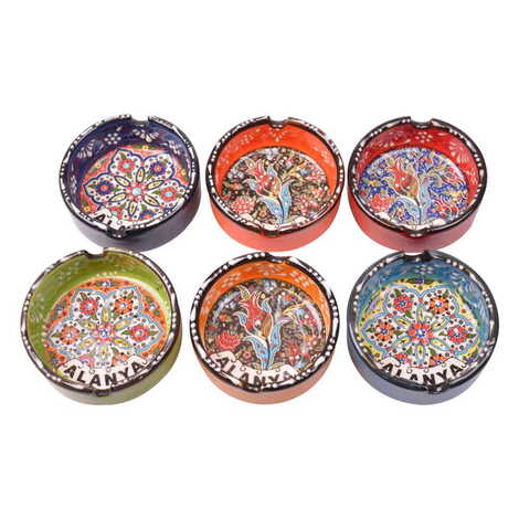 Alanya Themed Turkish Ceramic Special Relief Ashtray Small Size - 2