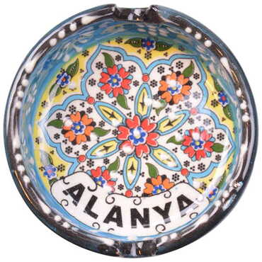 Alanya Themed Turkish Ceramic Special Relief Ashtray Small Size - 3