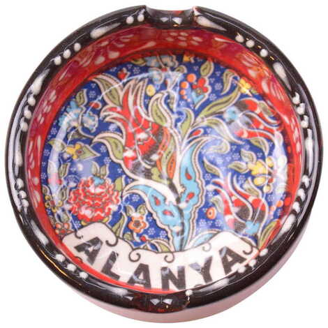 Alanya Themed Turkish Ceramic Special Relief Ashtray Small Size - 4