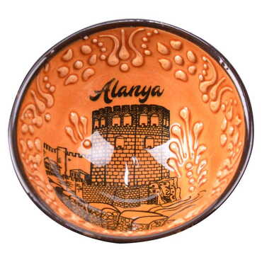 Alanya Themed Turkish Ceramic Turquoise Bowl 8 Cm - 5