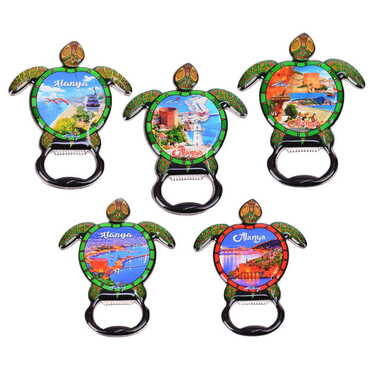 Alanya Themed Turtle Shaped Metal Magnetic Bottle Opener 103x75 mm - 3