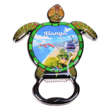 Alanya Themed Turtle Shaped Metal Magnetic Bottle Opener 103x75 mm - 4