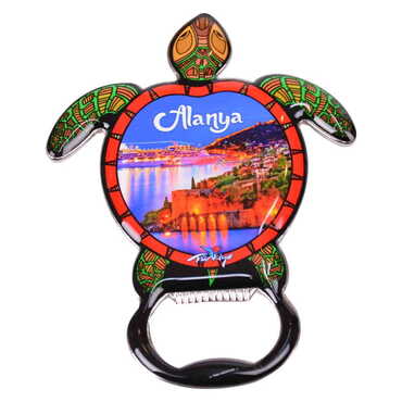 Alanya Themed Turtle Shaped Metal Magnetic Bottle Opener 103x75 mm - 5