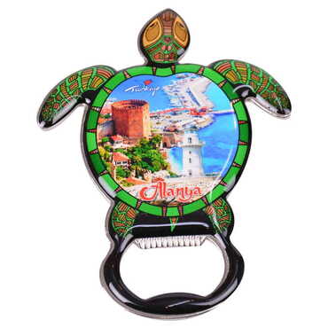 Alanya Themed Turtle Shaped Metal Magnetic Bottle Opener 103x75 mm - 7