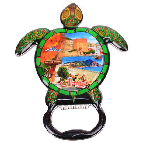 Alanya Themed Turtle Shaped Metal Magnetic Bottle Opener 103x75 mm - 8