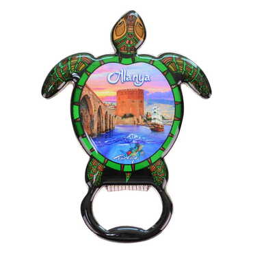 Alanya Themed Turtle Shaped Metal Magnetic Bottle Opener 103x75 mm - 10